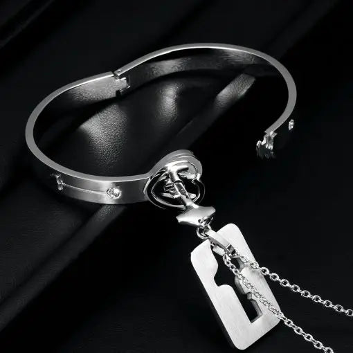 Lock Bracelet & Necklace – Couples Valentine's Gift