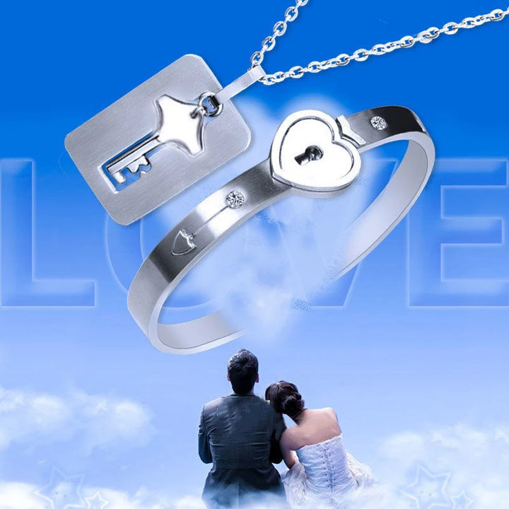 Lock Bracelet & Necklace – Couples Valentine's Gift