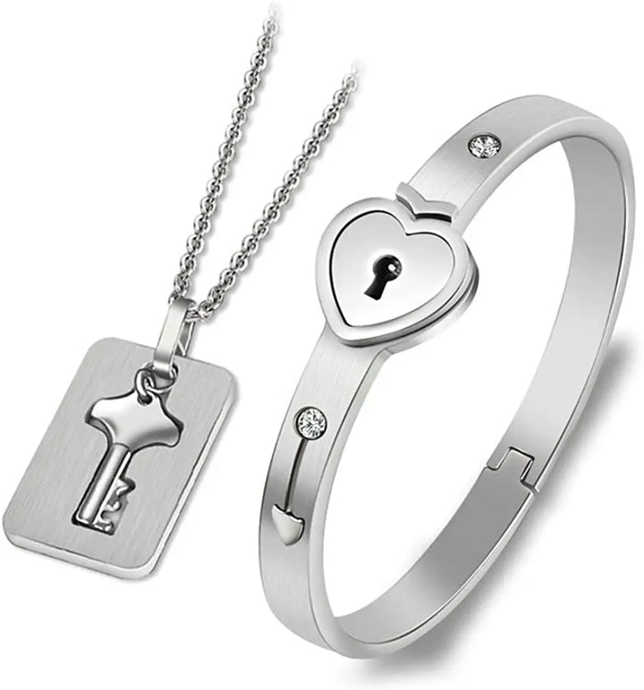 Lock Bracelet & Necklace – Couples Valentine's Gift