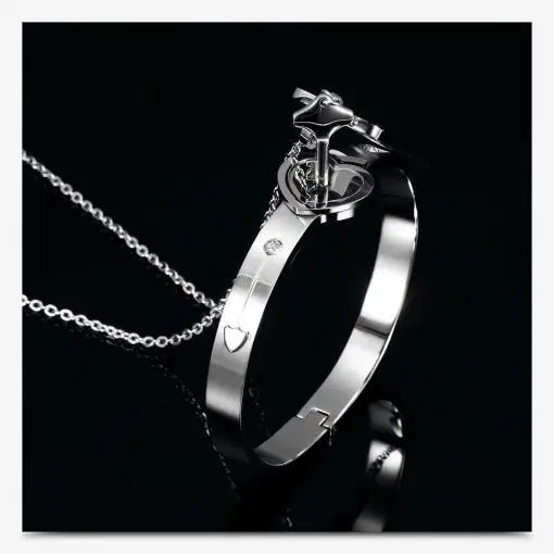 Lock Bracelet & Necklace – Couples Valentine's Gift