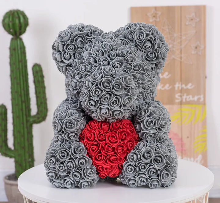 40cm PE Rose Bear Holding Heart – Valentine's Day Gift