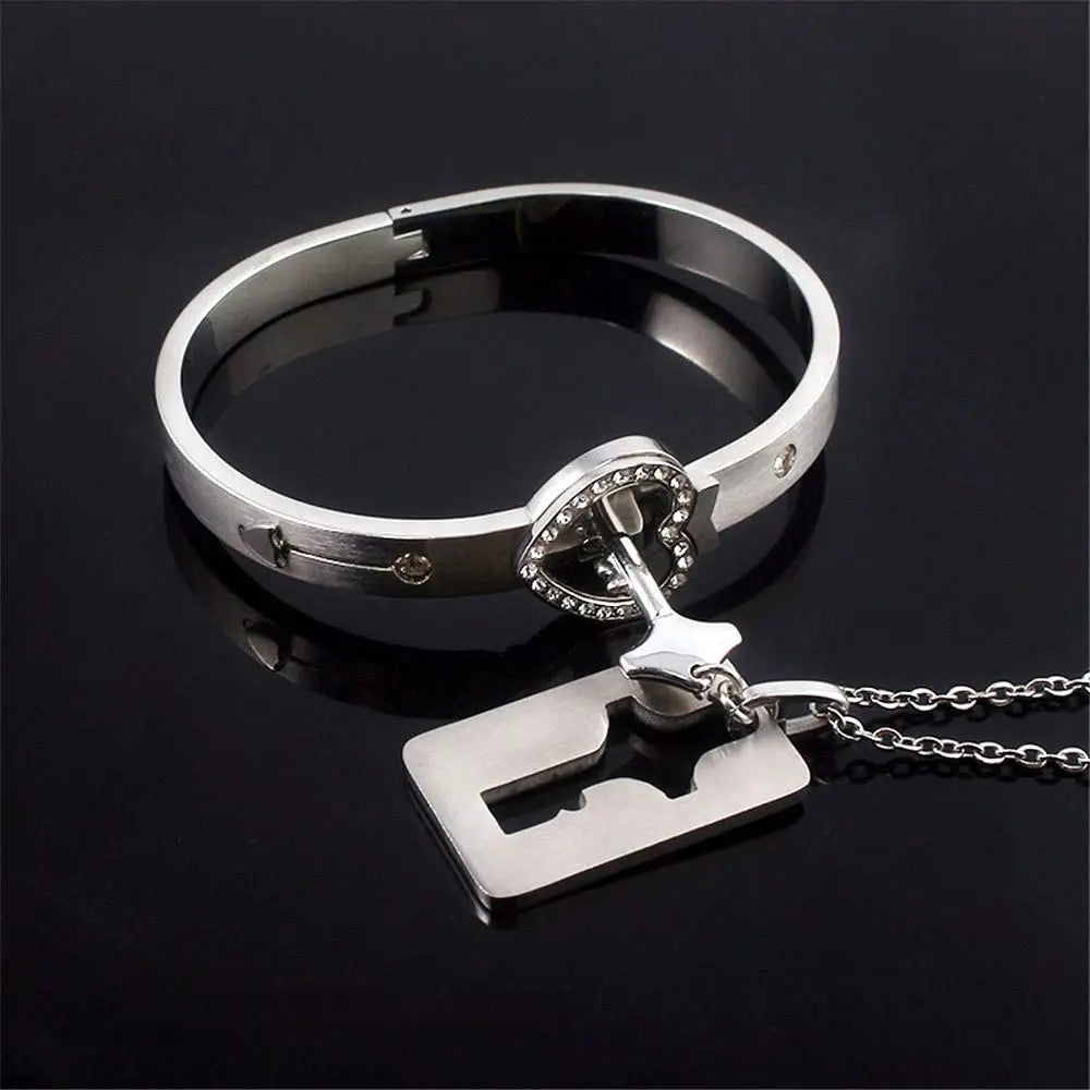 Lock Bracelet & Necklace – Couples Valentine's Gift