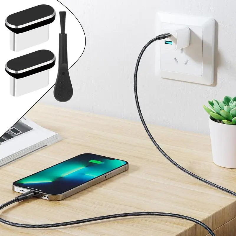 4Pcs USB-C Dust Plugs with Cleaning Brush for Phones