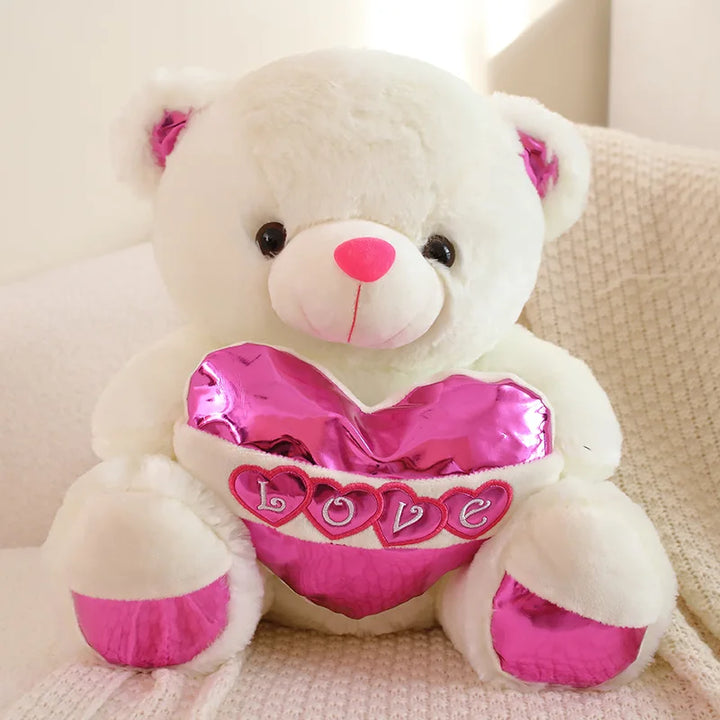 40cm Kawaii Sequin Love Teddy Bear Plush – Valentine's Gift