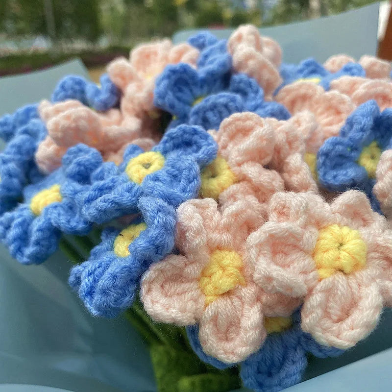 Crochet Forget-Me-Not Flower Bouquet – Handmade Decoration