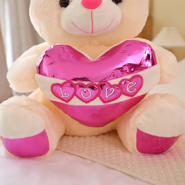 40cm Kawaii Sequin Love Teddy Bear Plush – Valentine's Gift