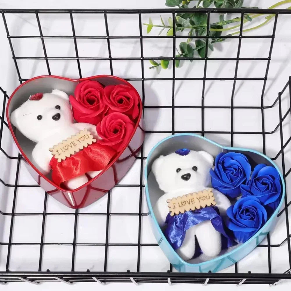 Rose Love Gift Box – Bear Soap & Valentine's Day Decoration