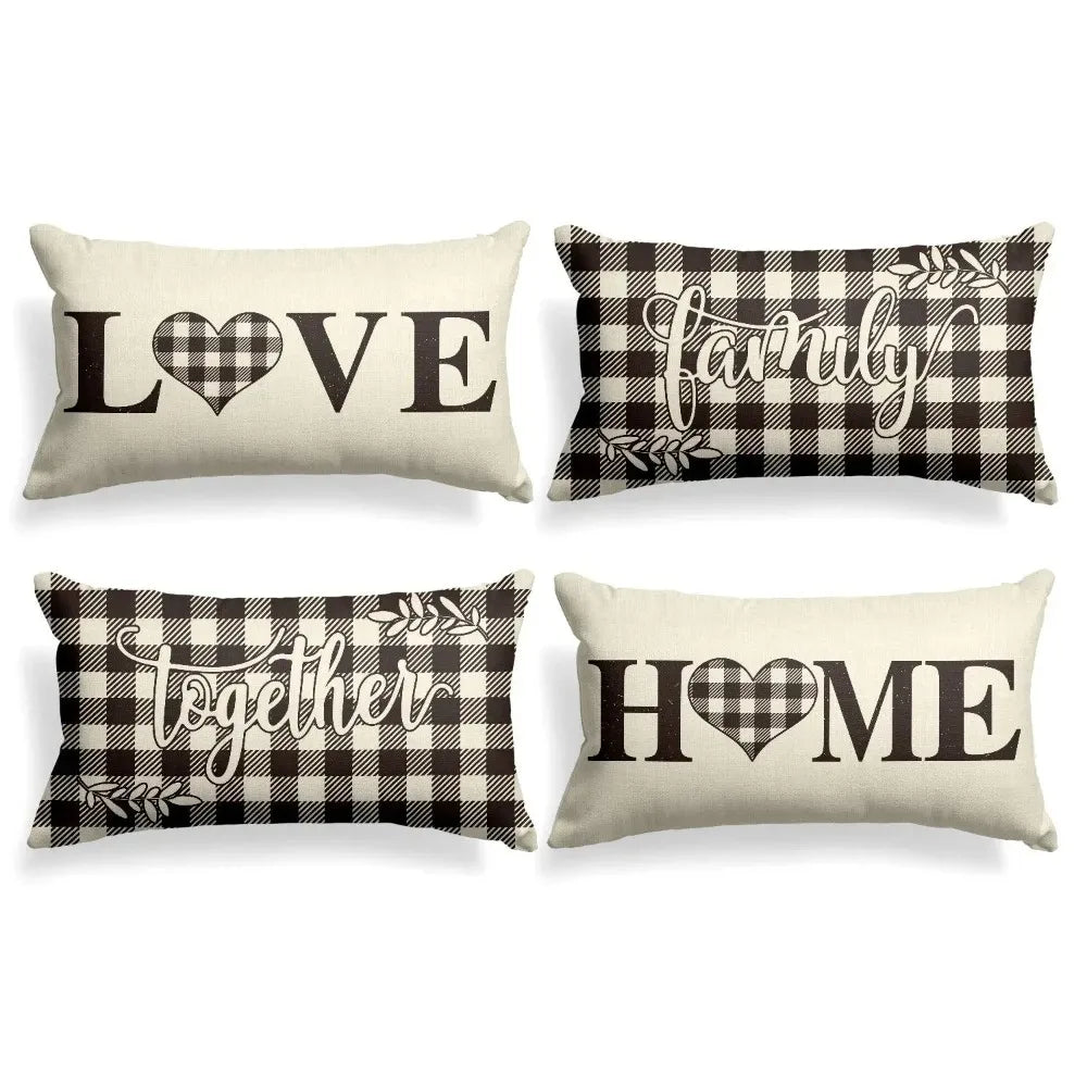 Plaid Valentine's Day Pillowcase – Sofa Cushion Cover