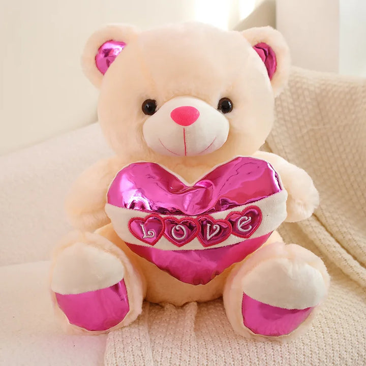 40cm Kawaii Sequin Love Teddy Bear Plush – Valentine's Gift