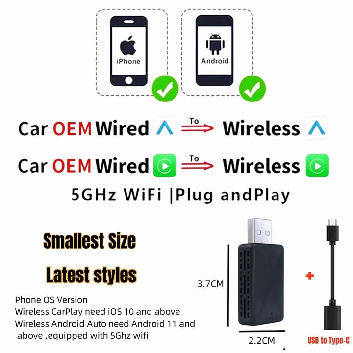 LEXXSON Mini Wireless CarPlay Adapter – Plug & Play