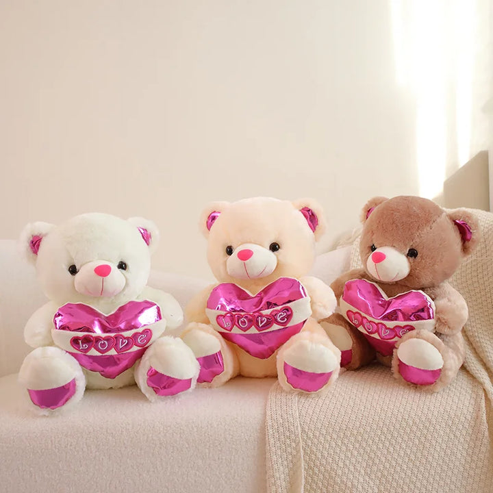 40cm Kawaii Sequin Love Teddy Bear Plush – Valentine's Gift