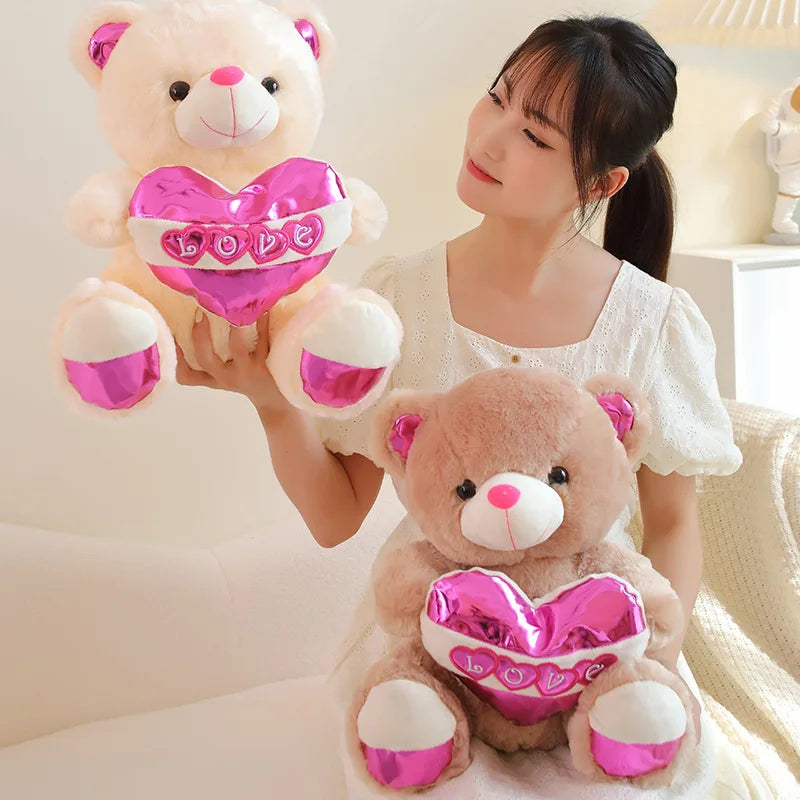 40cm Kawaii Sequin Love Teddy Bear Plush – Valentine's Gift