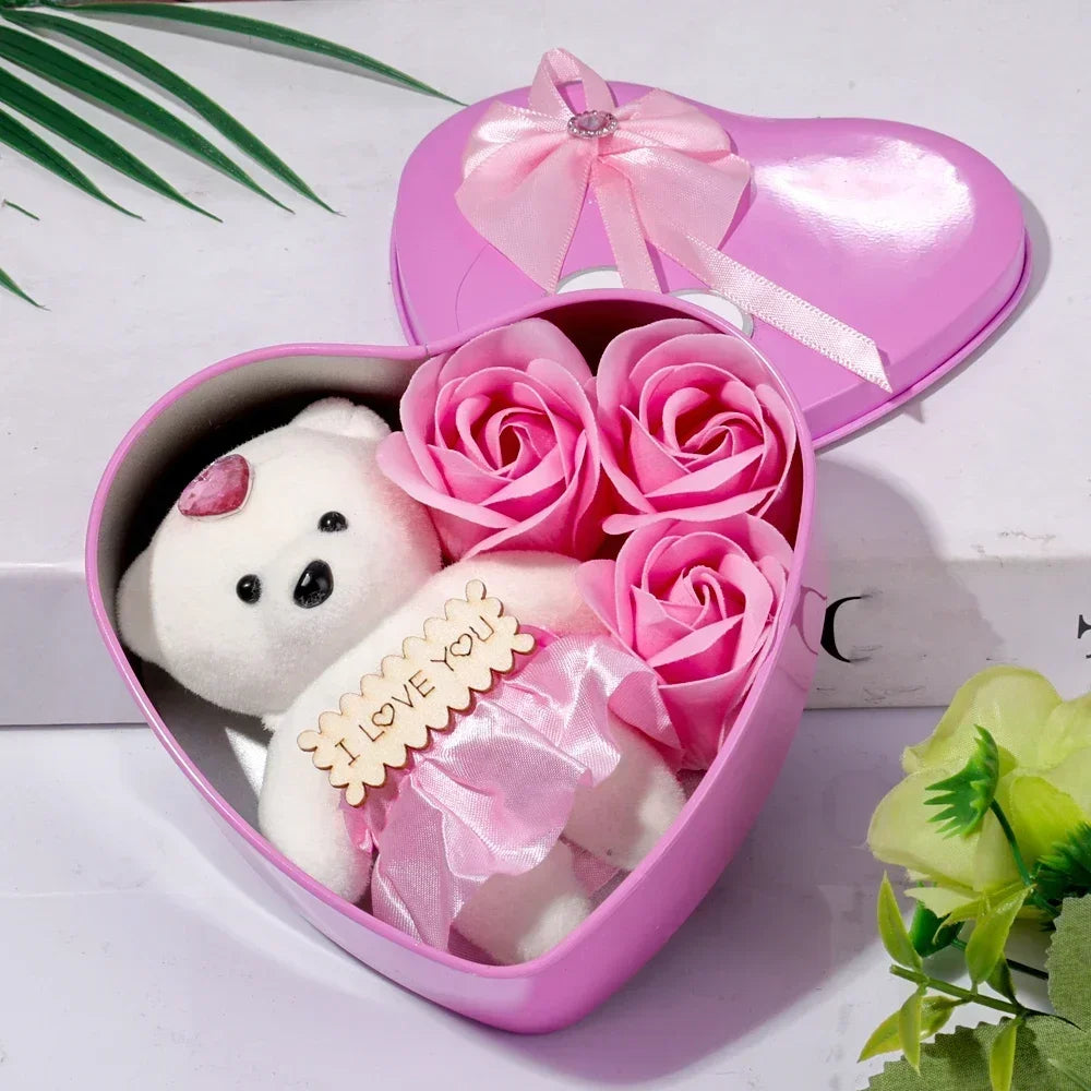 Rose Love Gift Box – Bear Soap & Valentine's Day Decoration