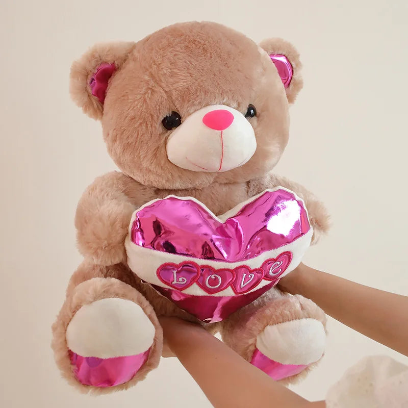 40cm Kawaii Sequin Love Teddy Bear Plush – Valentine's Gift