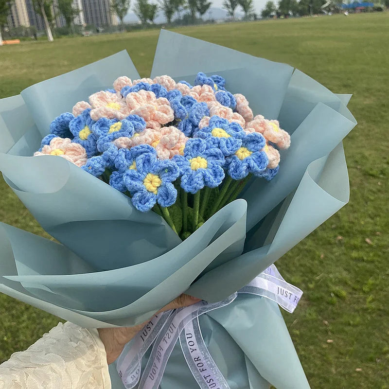 Crochet Forget-Me-Not Flower Bouquet – Handmade Decoration