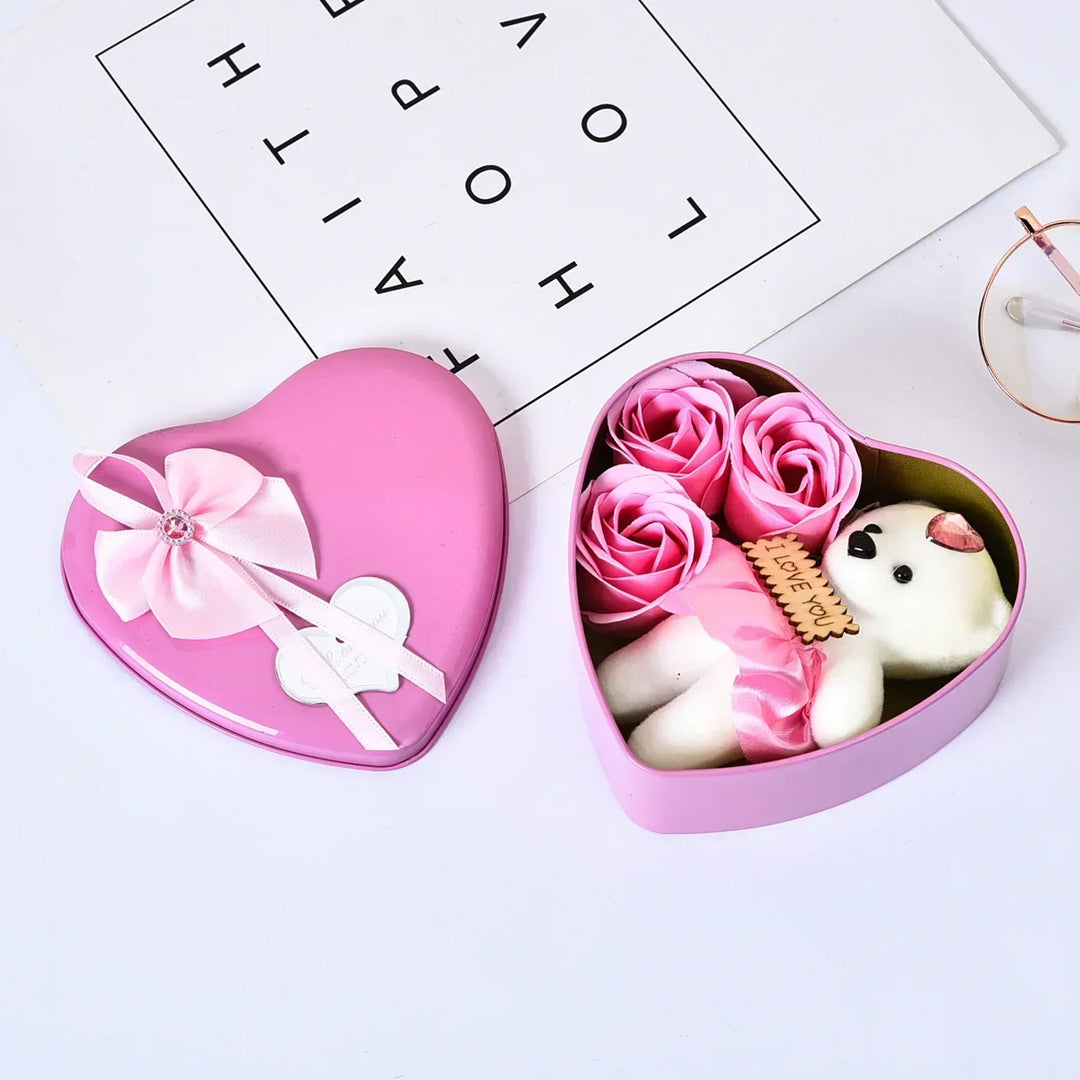 Rose Love Gift Box – Bear Soap & Valentine's Day Decoration