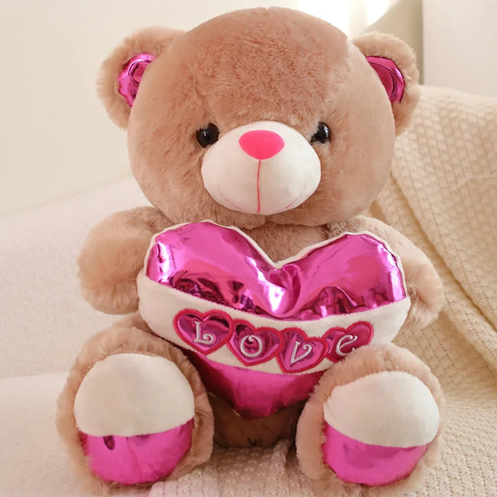 40cm Kawaii Sequin Love Teddy Bear Plush – Valentine's Gift