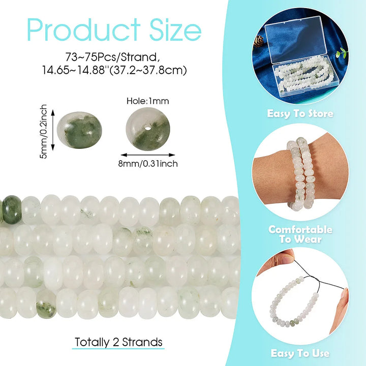 2 Strands 8x5mm Natural Quartz Rondelle Beads – DIY Jewelry