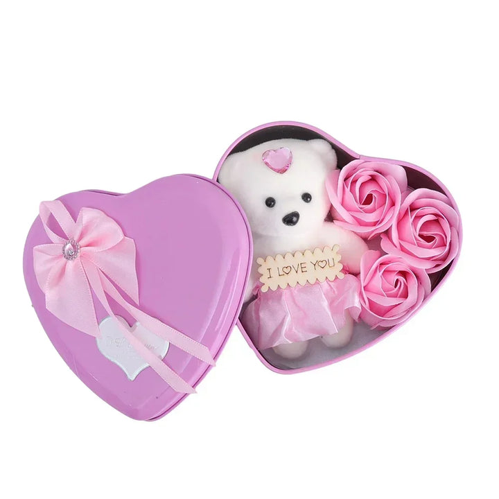 Rose Love Gift Box – Bear Soap & Valentine's Day Decoration