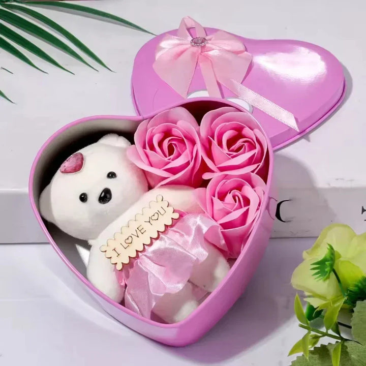 Rose Love Gift Box – Bear Soap & Valentine's Day Decoration