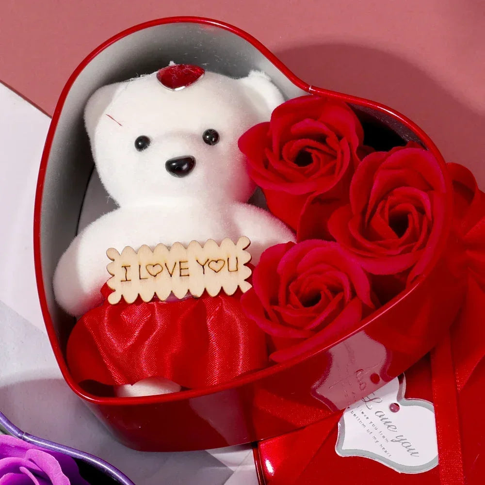 Rose Love Gift Box – Bear Soap & Valentine's Day Decoration