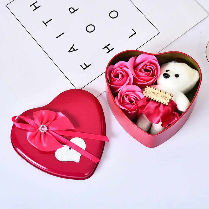 Rose Love Gift Box – Bear Soap & Valentine's Day Decoration